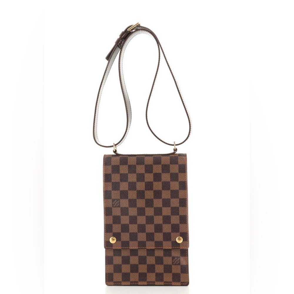 Louis Vuitton Brown Portobello leather messenger damier bag.